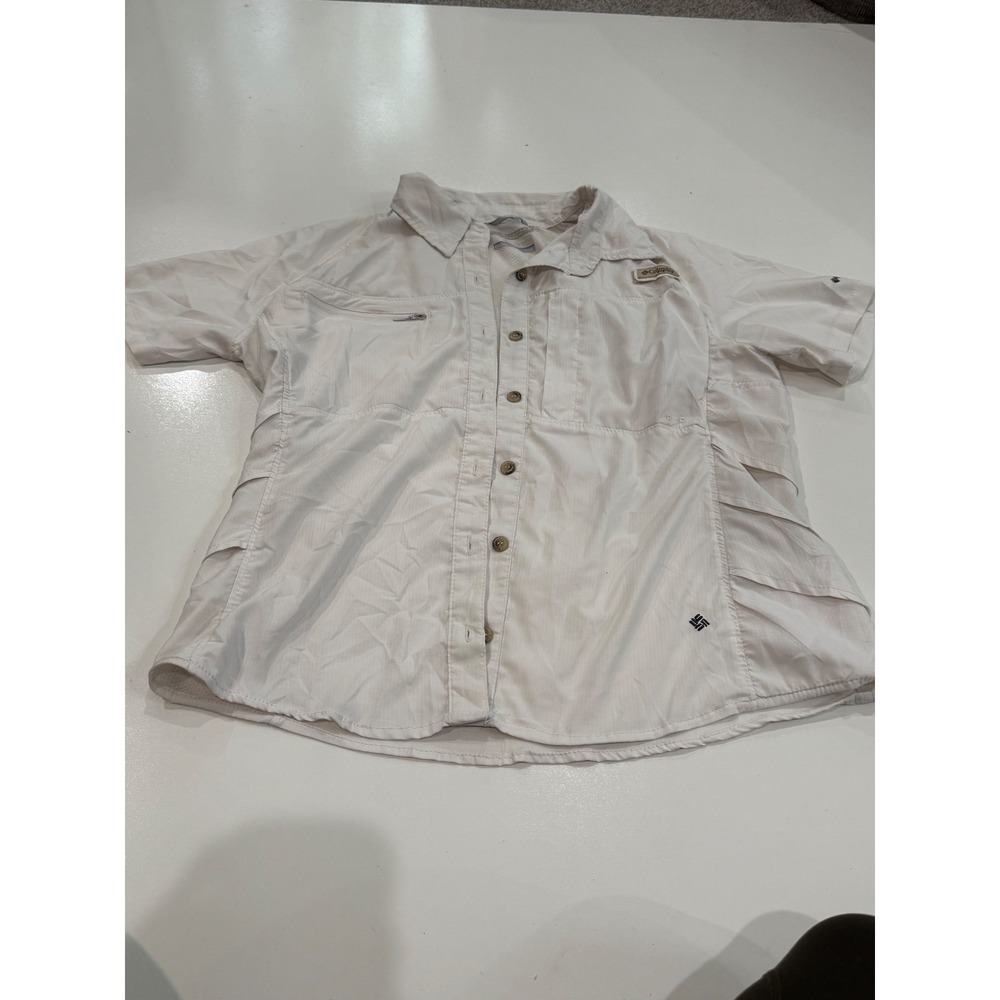 Columbia PFG Tamiami II Fishing Shirt Womens Small White Short Sleeve Button Up